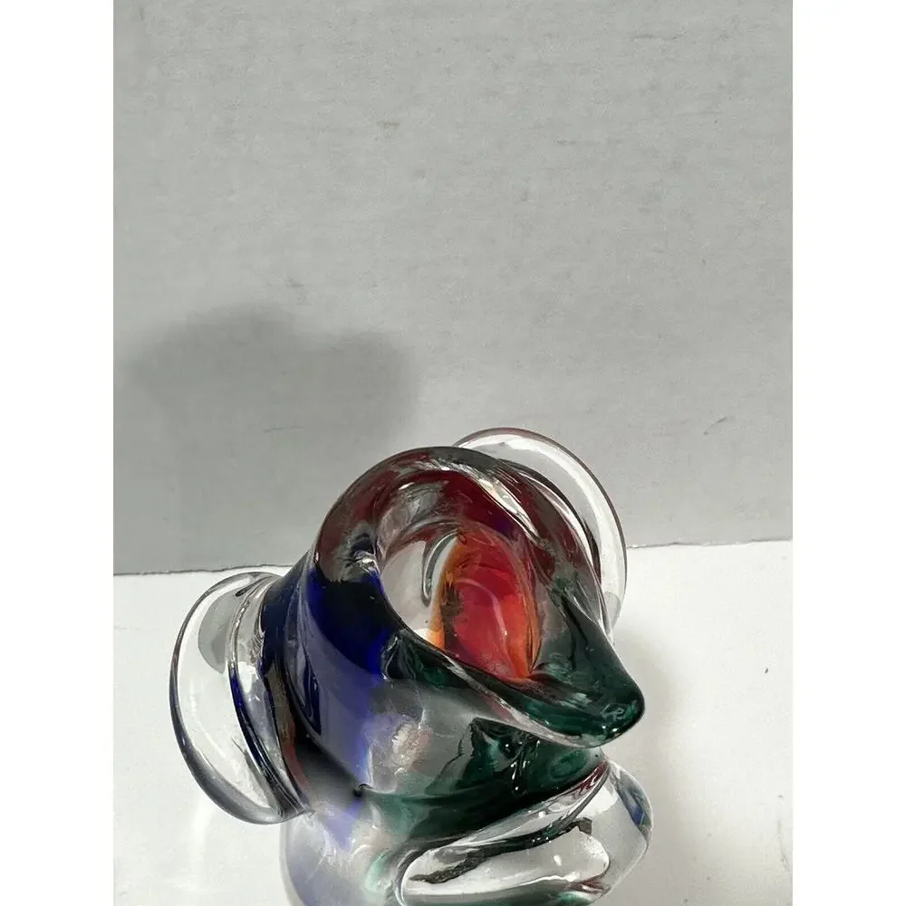 Gorgeous Pair 2 Vintage Art Glass‎ Murano Dolphin Shaped Sommerso Style Vase